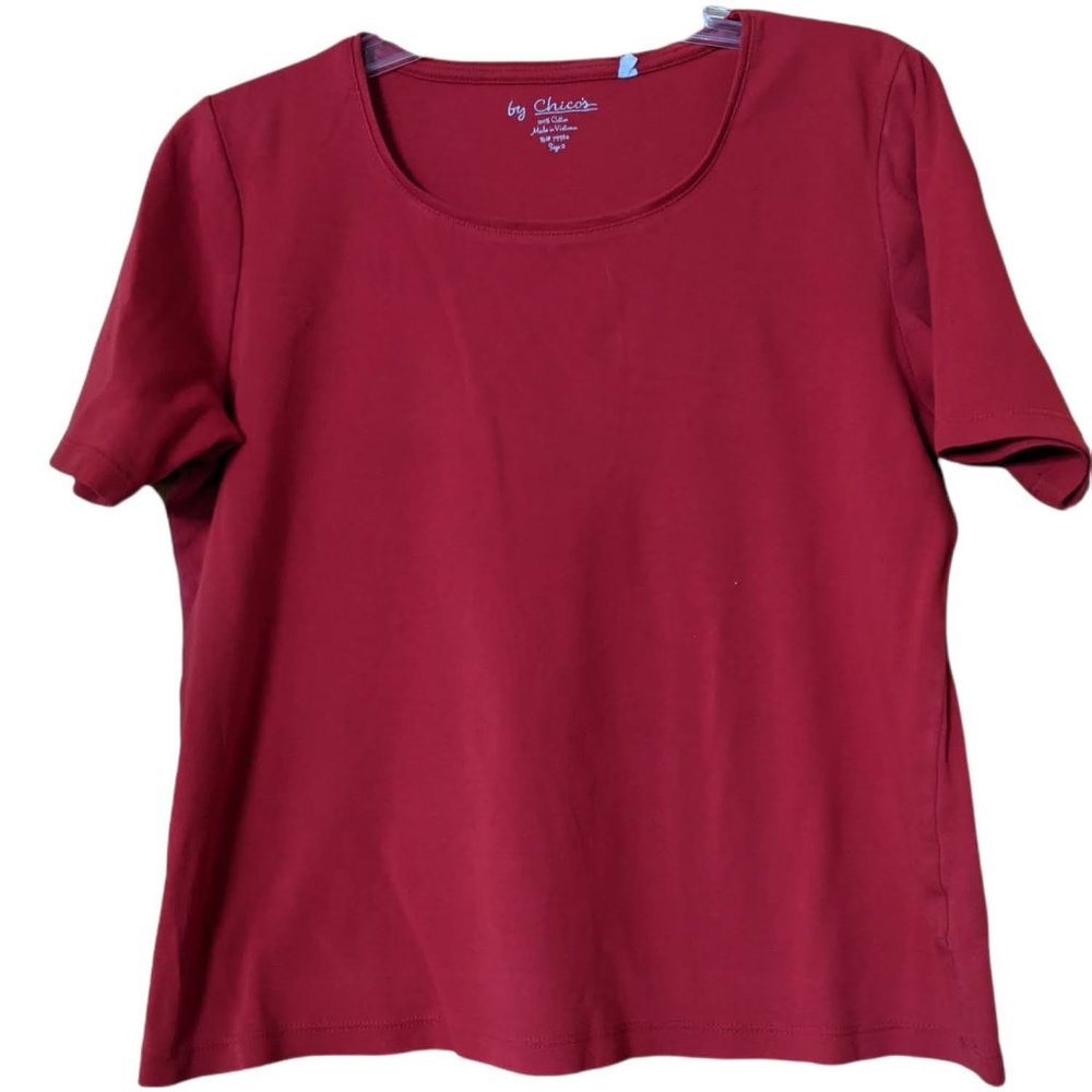 Chico's Red Short Sleeve Top - Size Chico's 2/US M-12